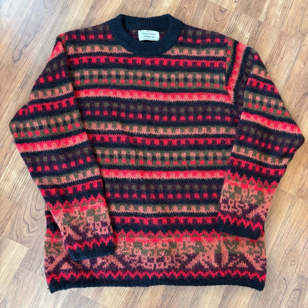 Vintage United Colors of Benetton Mohair Blend 80’s Geometric Sweater Size M